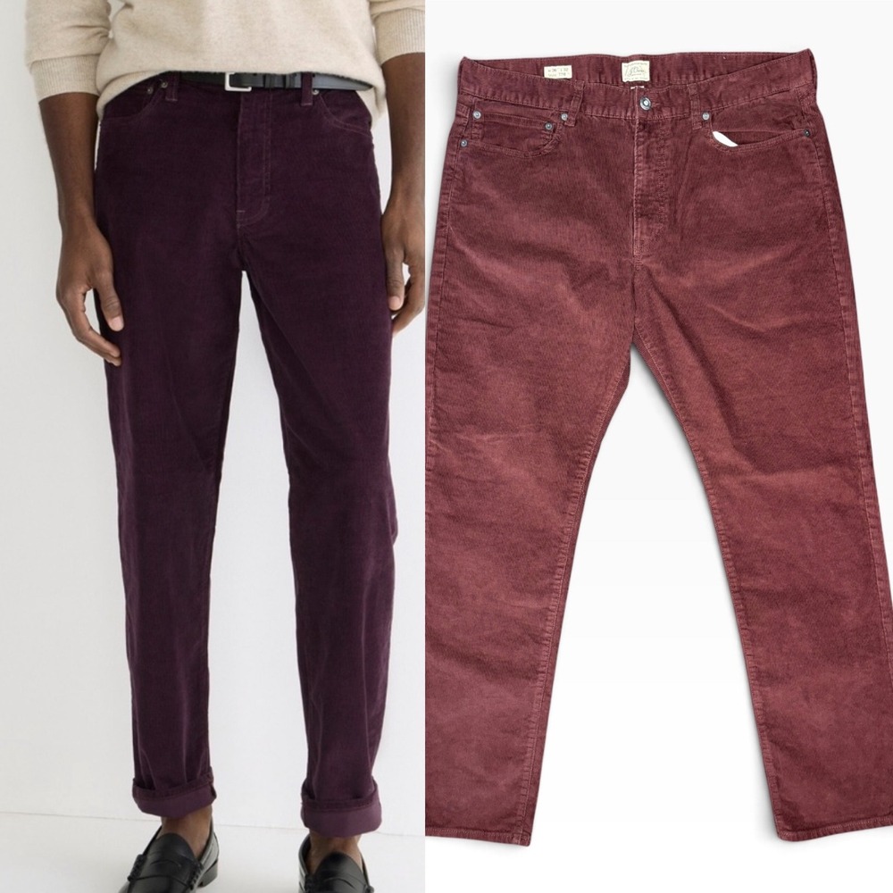 J.Crew 770 Corduroy Pants Mens 36x32 Burgundy Good Straight Fit Cotton